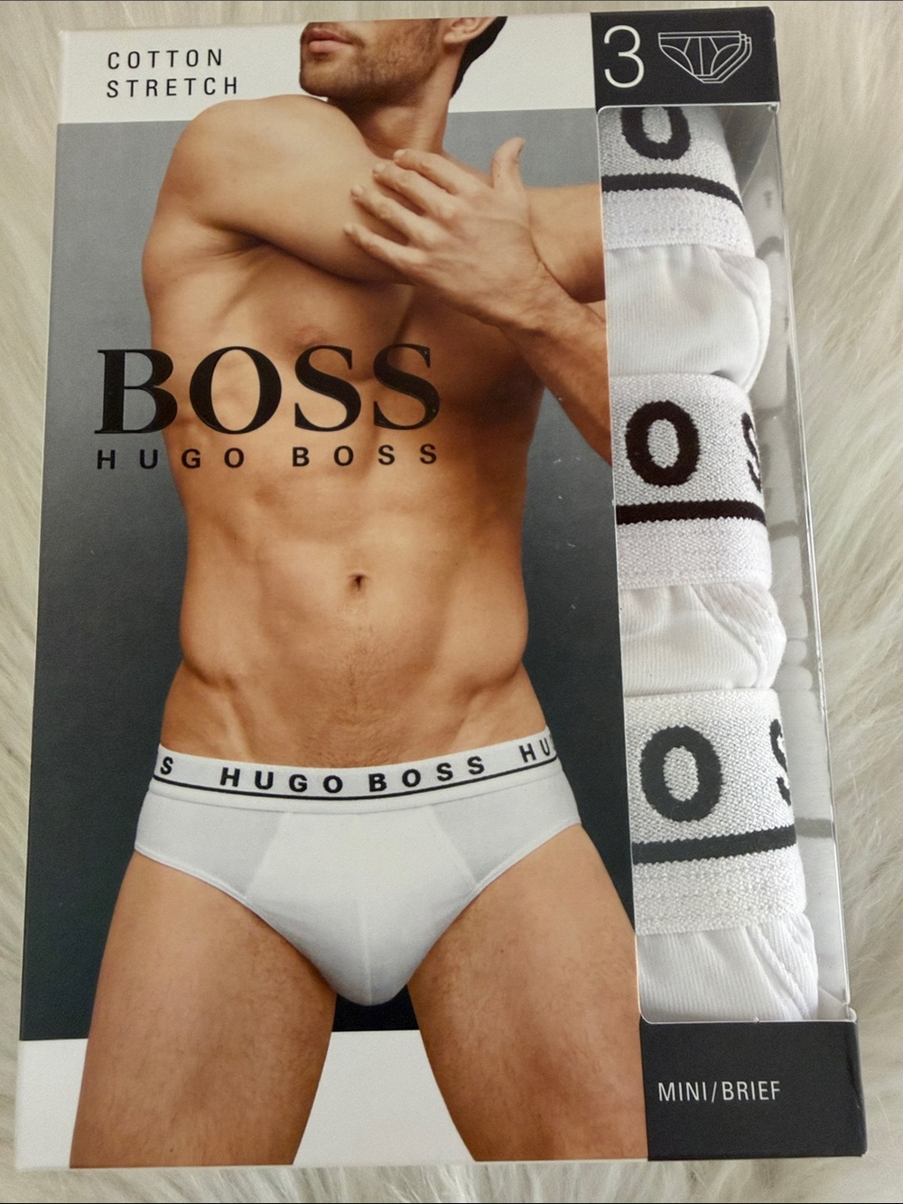 Hugo Boss XL White Men's Cotton Stretch Briefs - 3 Pack